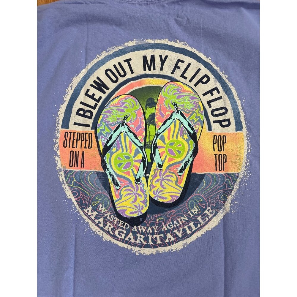 Margaritaville Shirt 3X I Blew Out My Flip Flop Graphic Design 100% Cotton Blue